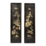 A pair of Chinese mother of pearl inlaid rosewood wall panels c.1900