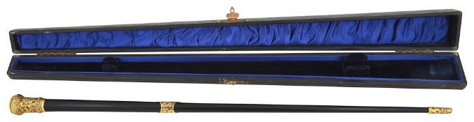 An Edwardian cased conductors baton