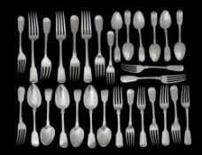 George III/IV and later matched silver fiddle pattern flatware