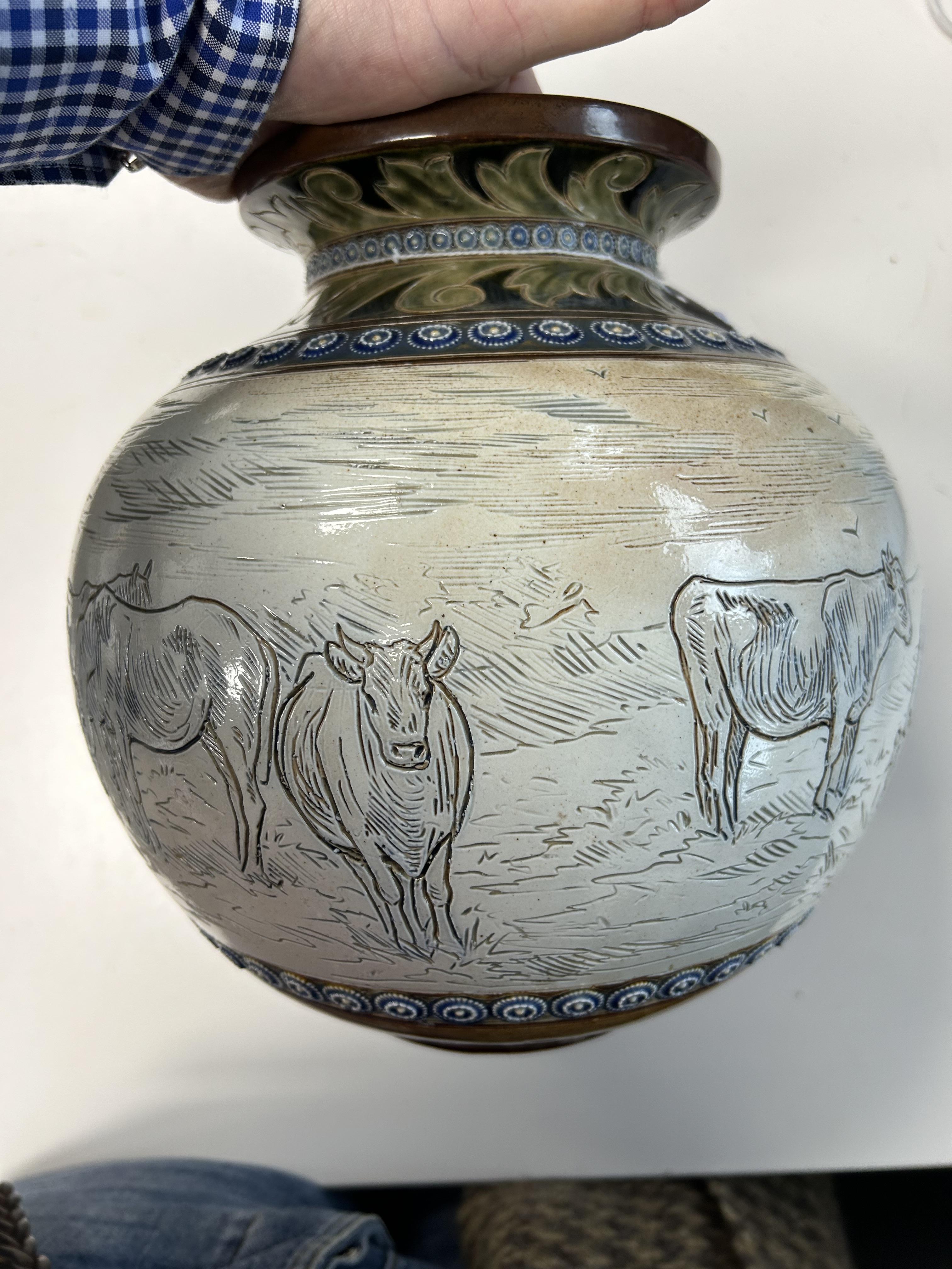 Hannah Bolton Barlow (1851-1916) A Doulton Lambeth stoneware vase - Image 7 of 8