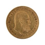 Germany. Wurttemberg, Wilhelm II gold 10 mark, 1893 F