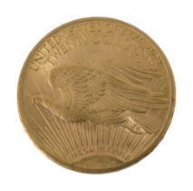 An American 1912 $20 dollar double eagle Saint Gaudens gold coin