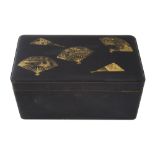 A Japanese Meiji Period black and gold lacquer tea caddy