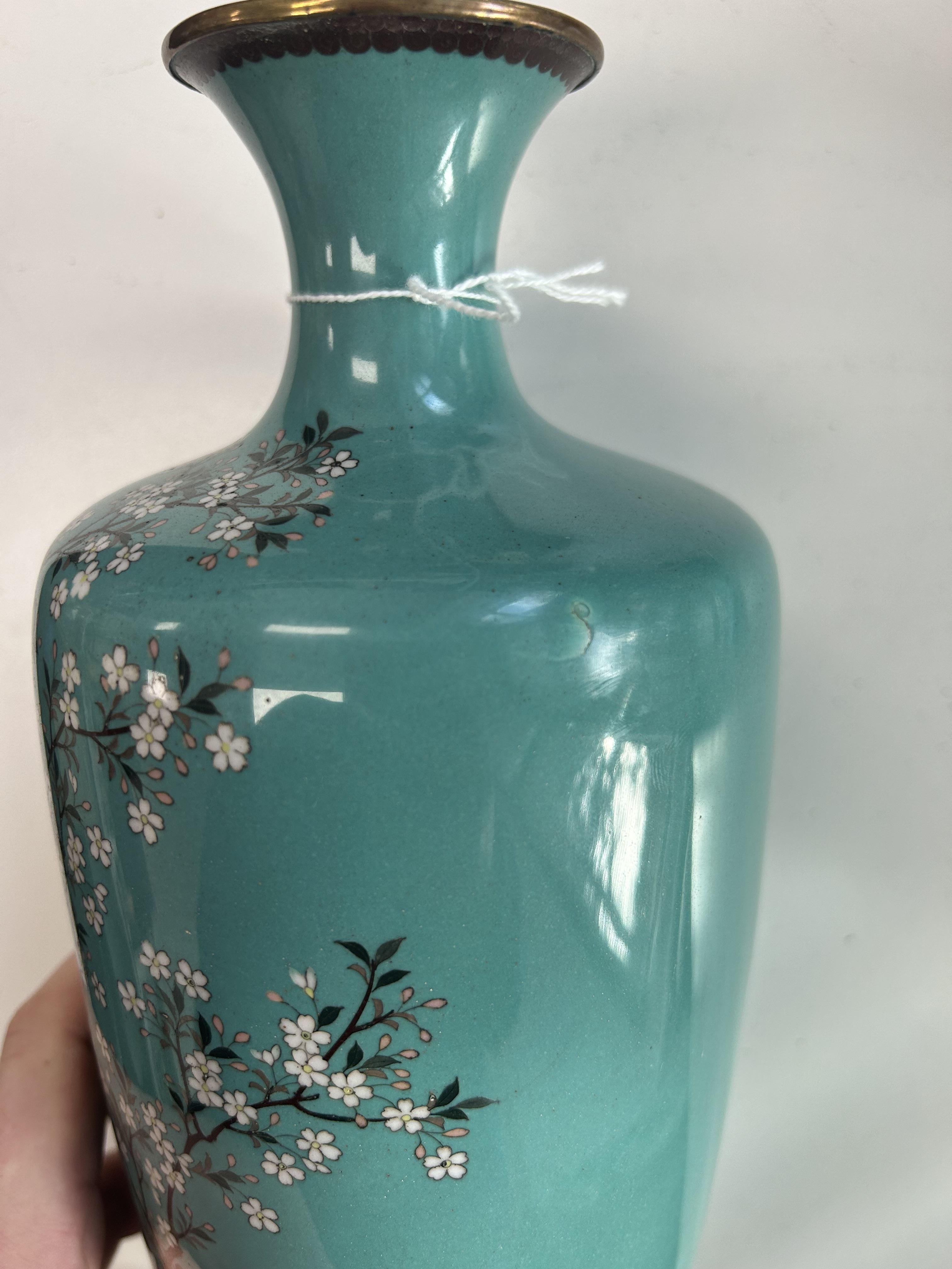 A tall Japanese Meiji period cloisonne vase - Image 3 of 6