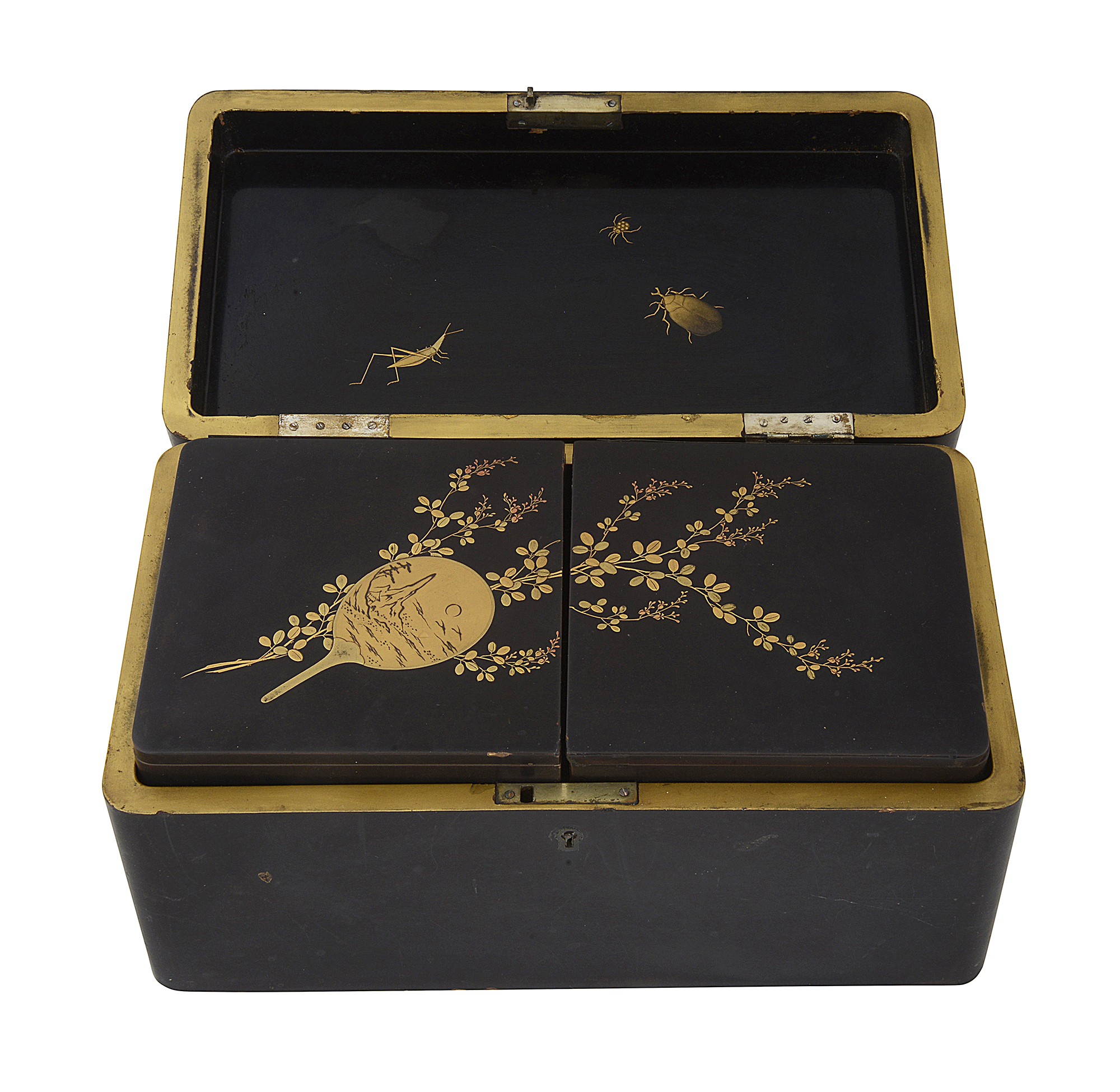 A Japanese Meiji Period black and gold lacquer tea caddy - Image 5 of 5