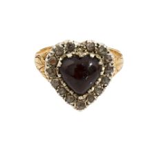 A mid 19th century garnet and diamond-set ring,