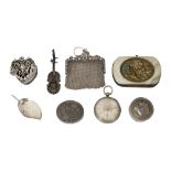 A late Victorian heart shaped pot pourri box and other silver