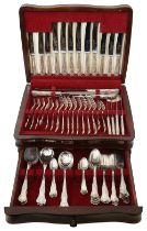 An Elizabeth II silver Kings pattern eight setting canteen of flatware