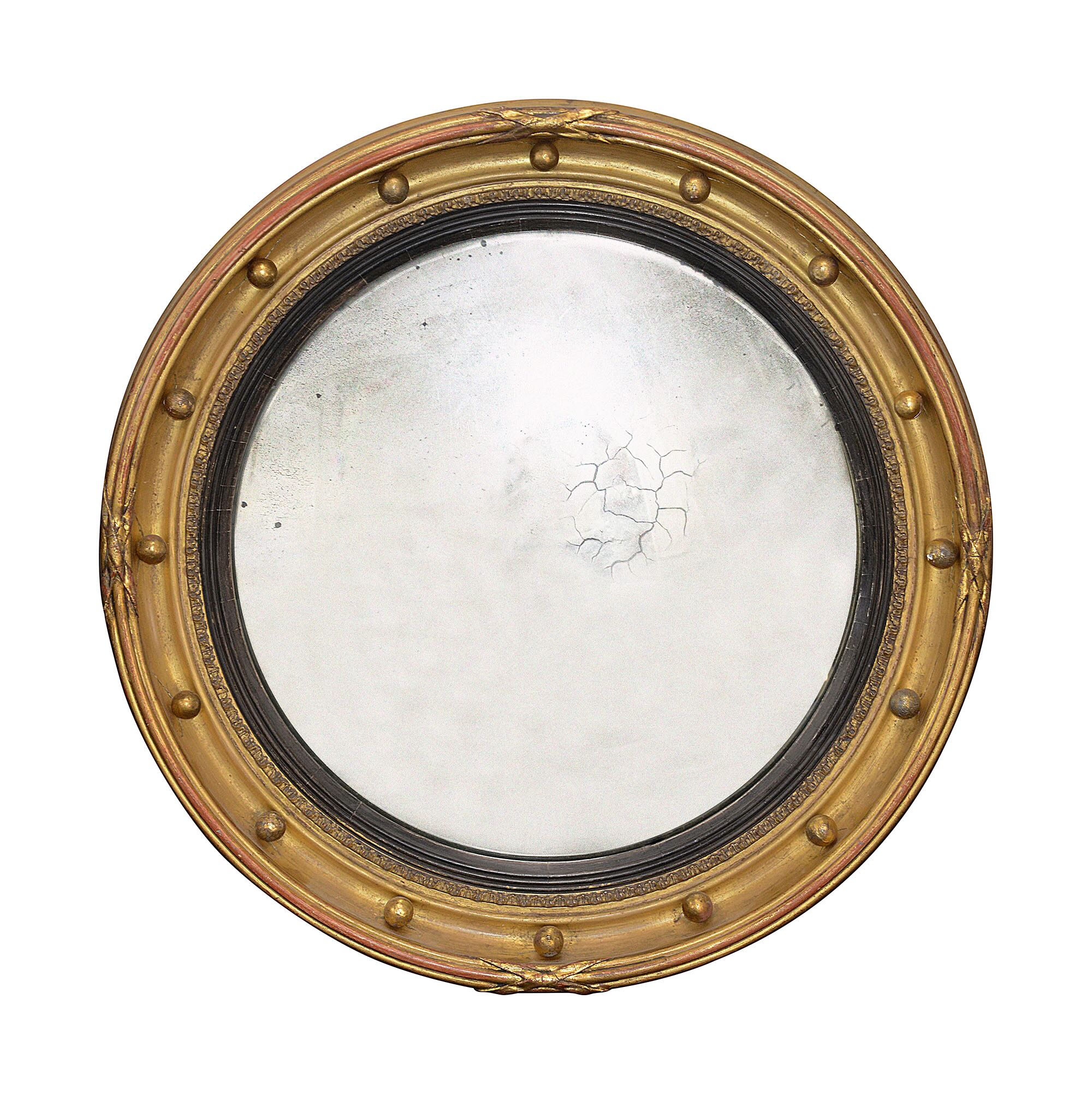 A Regency gilt gesso convex mirror c.1820