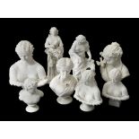 A collection of eight Parian figures