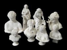 A collection of eight Parian figures