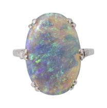 An oval opal ring
