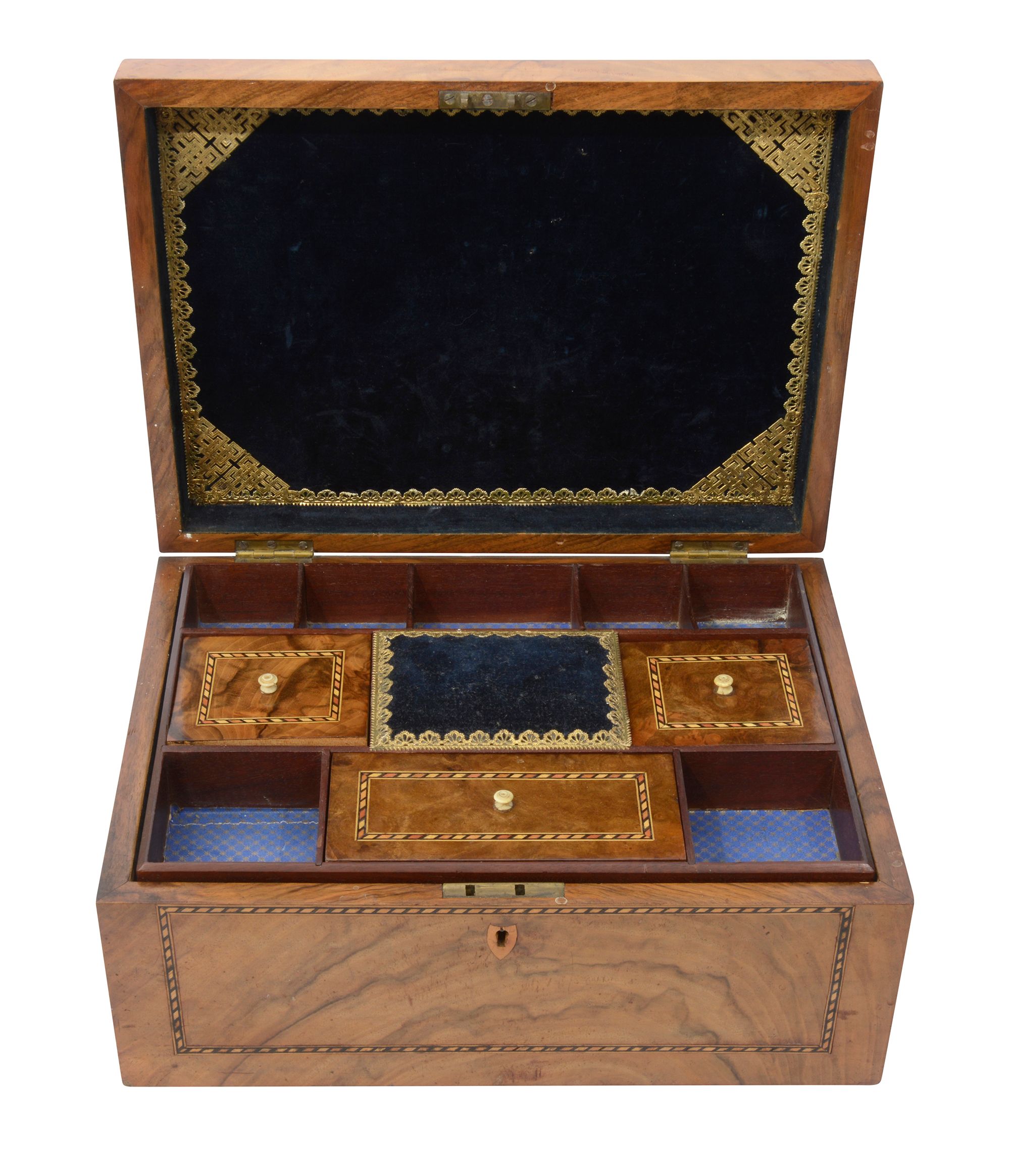 A Victorian Tunbridge ware walnut work box - Image 2 of 2