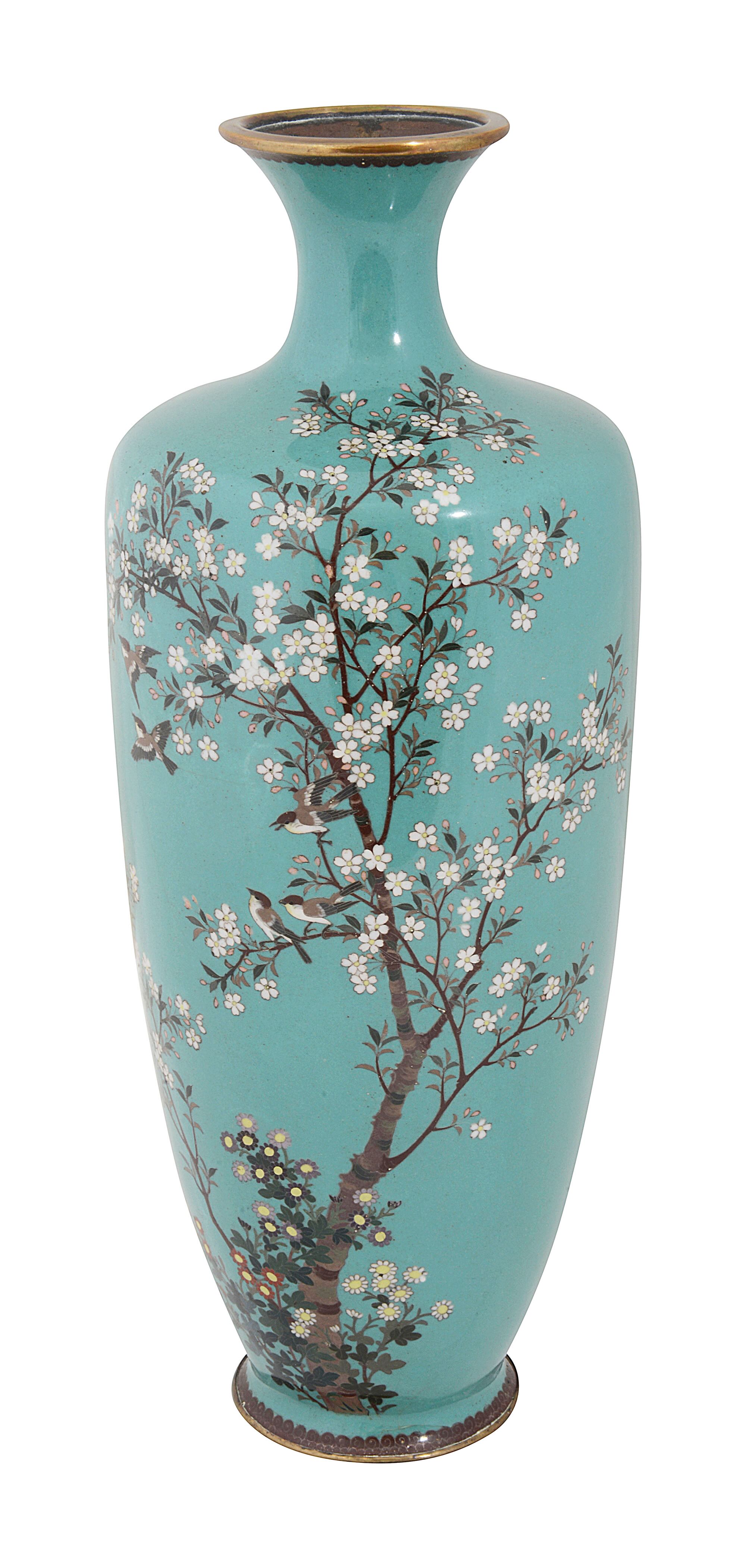 A tall Japanese Meiji period cloisonne vase