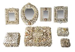A collection of mid 20th century French shell encrusted items