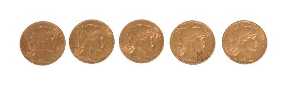 France. Third Republic, Five gold 20 Francs, 1912 (5)