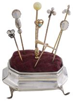 Eight Victorian or Edwardian gem-set stick pins