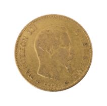 France. Napoleon III gold 10 Francs, 1860 A 5 Francs, 1857 A (2)