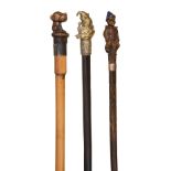 Three Victorian and later novelty walking canes