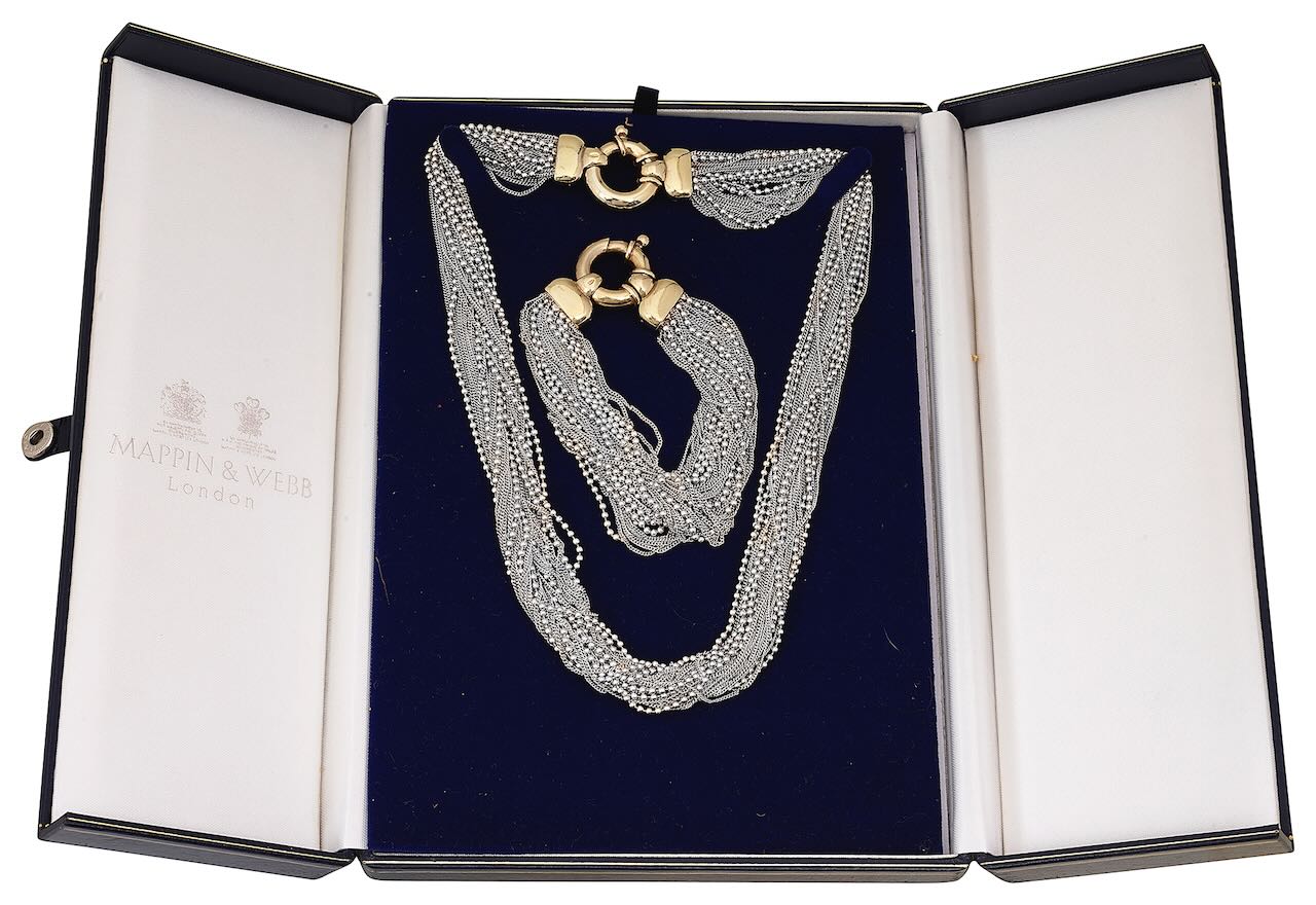 A silver multi-strand matching necklace and bracelet retailed by Mappin & Webb - Image 2 of 2