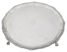 A large George V silver salver