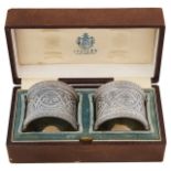 A cased pair of late 19th century Russian .84 silver napkin rings