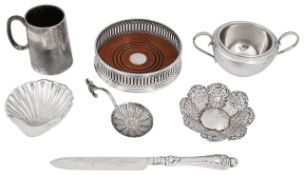 A collection of silver to include a late Victorian christening mug