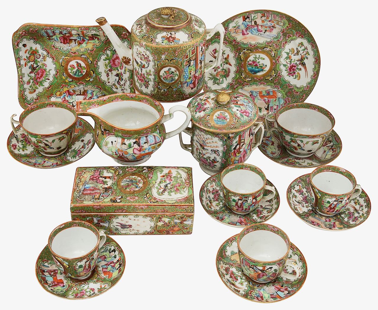 19th century Chinese Canton famille rose porcelain (qty)