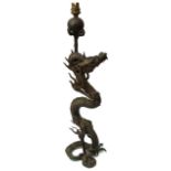 A Japanese Meiji period patinated bronze table lamp