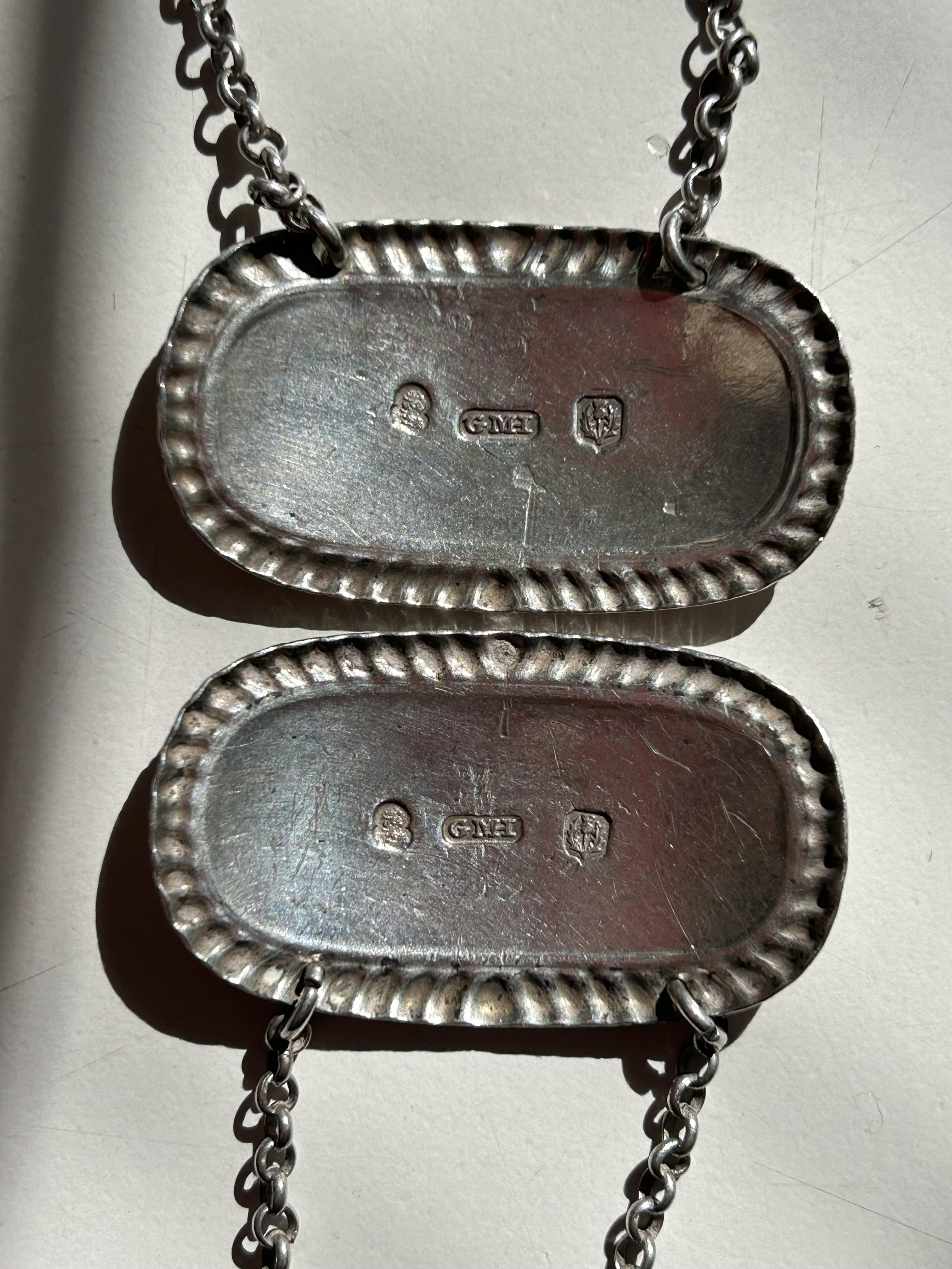 A set of four early 19th century Scottish silver wine labels + two others - Image 2 of 4