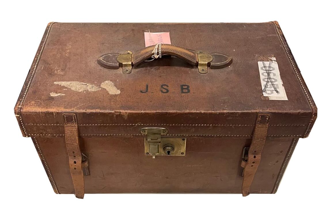 An Army and Navy stitched tan leather travelling trunk and contents - Image 2 of 3