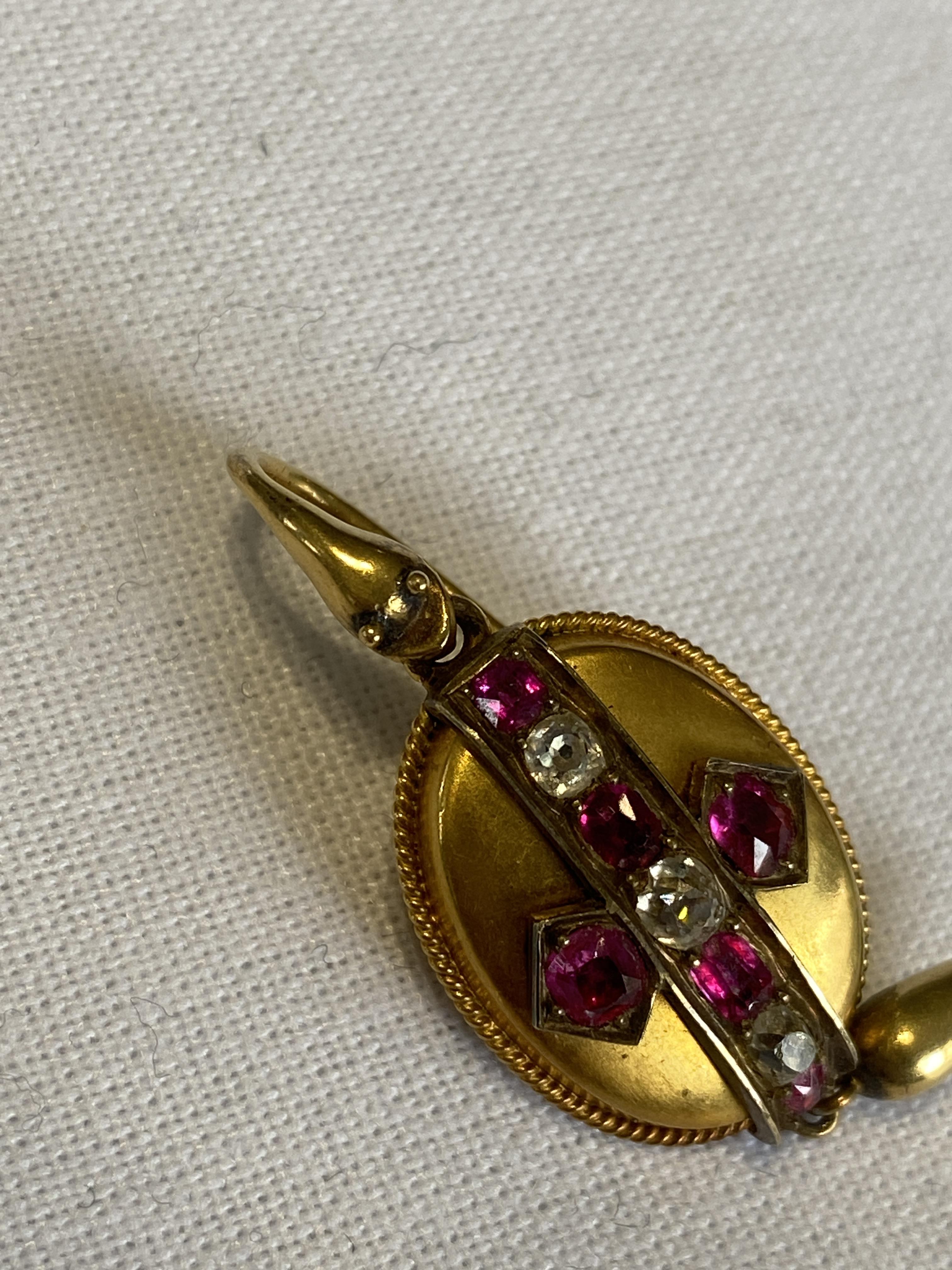 A pair of mid 19th century yellow gold and gem-set ear pendants - Image 3 of 3