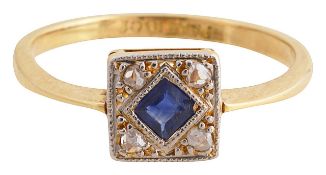 A sapphire and diamond-set ring