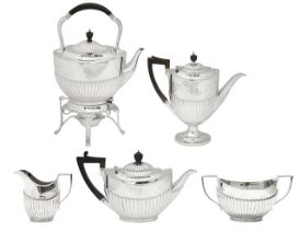 A late Victorian silver five piece tea and coffee service