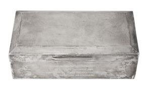A George V presentation silver table cigarette box