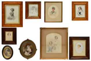 19th Century School. Nine portraits of ladies