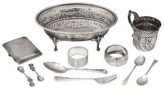 A George V silver dish and other silver