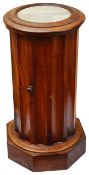 A Victorian mahogany cylindrical fluted pedestal pot cupboard