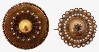 Two gold sentimental brooches