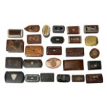 19th century and later mostly treen and papier mache snuff boxes