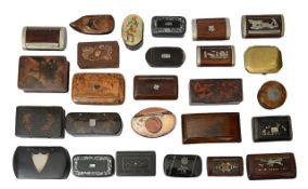 19th century and later mostly treen and papier mache snuff boxes