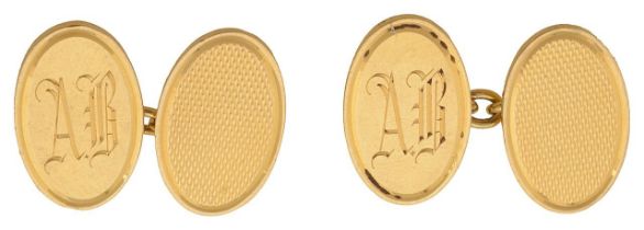 A pair of 18ct gold oval cufflinks