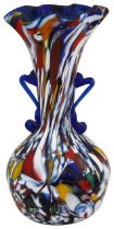 A Murano Fratelli Toso Millefiori twin handle 'Carnivale' vase c.1920