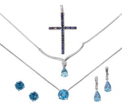 A collection of topaz set jewellery