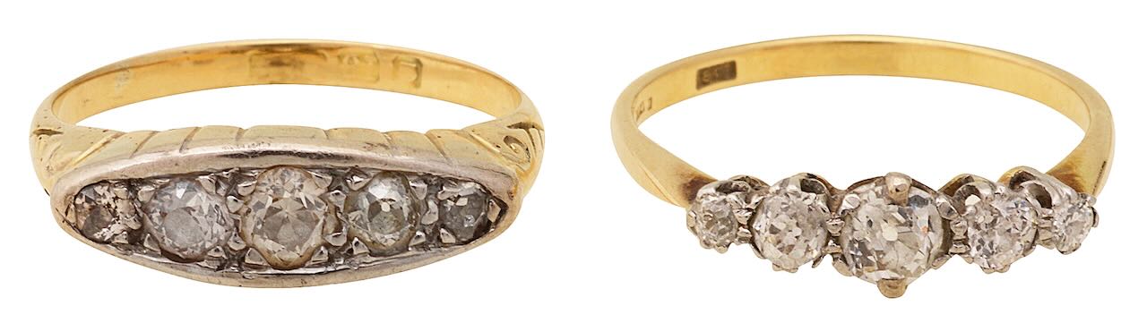 Two diamond five stone rings - Image 2 of 2