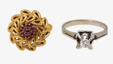 A floral ruby cluster ring