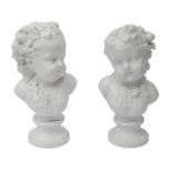 After L. Kley. A pair of continental white glazed porcelain busts emblematic of the seasons