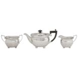 A George VI silver three piece tea service