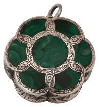 An early Victorian silver and malachite vinaigrette