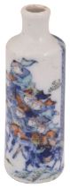 An 18th/19th century Chinese porcelain blue and white and iron red snuff bottle